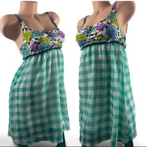 Floral and Checkered Sleepwear Dress